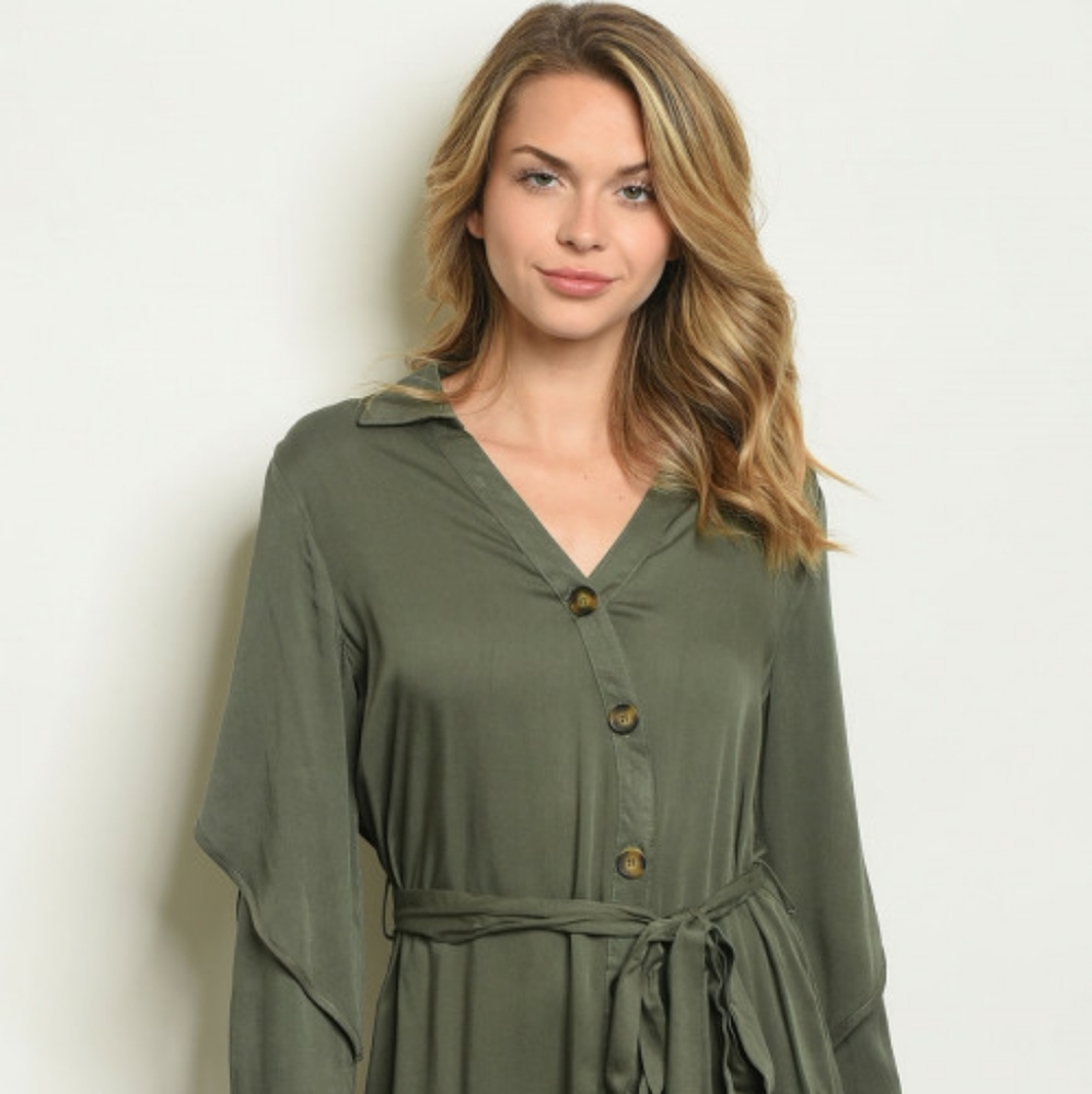 SALE!🔥LAST 1! Button Up Tie Waist Tunic Dress